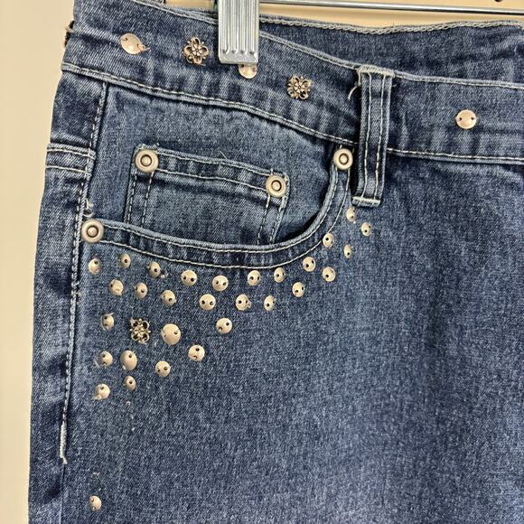 DG2 Diane Gilman Embellished Straight Leg Jeans High Rise Festival Western 8 - Picture 5 of 9